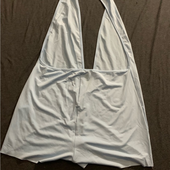 Light blue deep plunge short romper - Picture 2 of 7